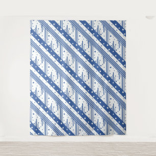 Tenture bleu et blanc Abstrait