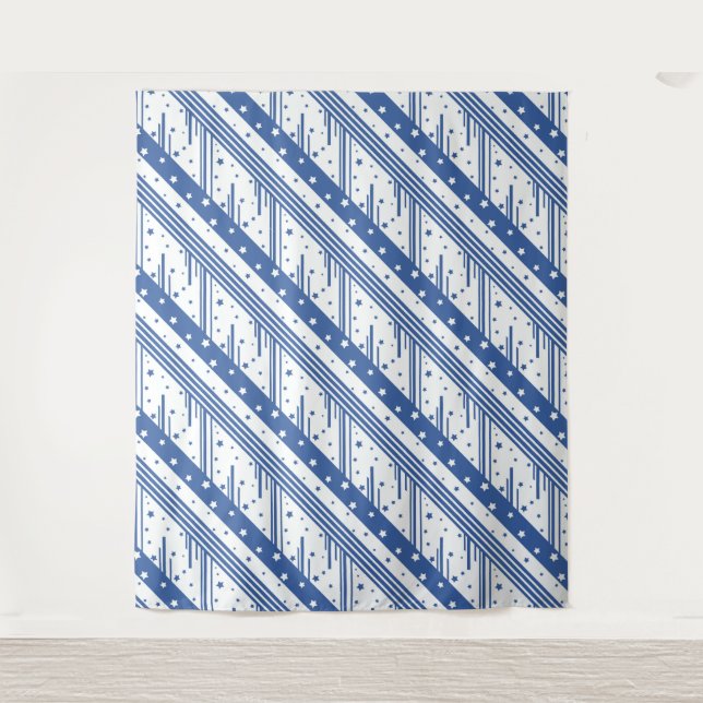 Tenture bleu et blanc Abstrait (Devant)