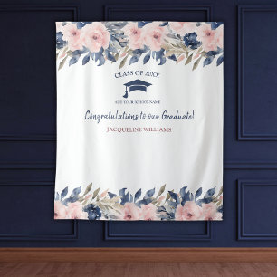 Tenture Bleu floral et rose arrière-plan photo