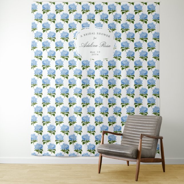 Tenture Bleu Hydrangea Patterned Party Backdrop (En situation)