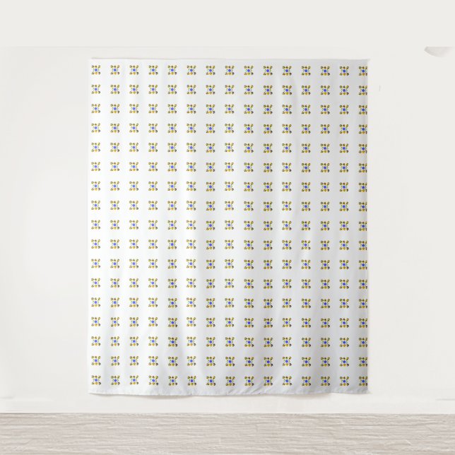 Tenture Bleu Jaune Illustration Formes fantaisistes (Devant)