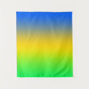 Tenture Bleu néon, jaune, dégradé vert, ombre.