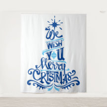 Bleu Noël arbres dire voeux salutations