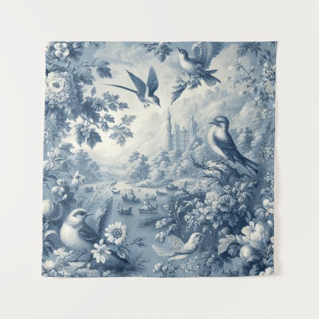 Tenture Bleu romantique vintage (Devant)