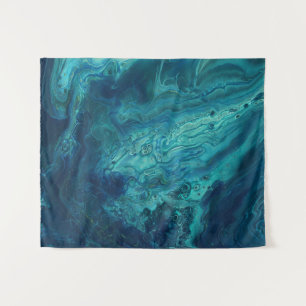 Tenture Bleu Turquoise acrylique pourrissant Abstrait Flui