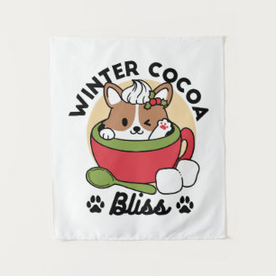 Tenture Bliss de cacao d'hiver - Chien mignon en mode Mug