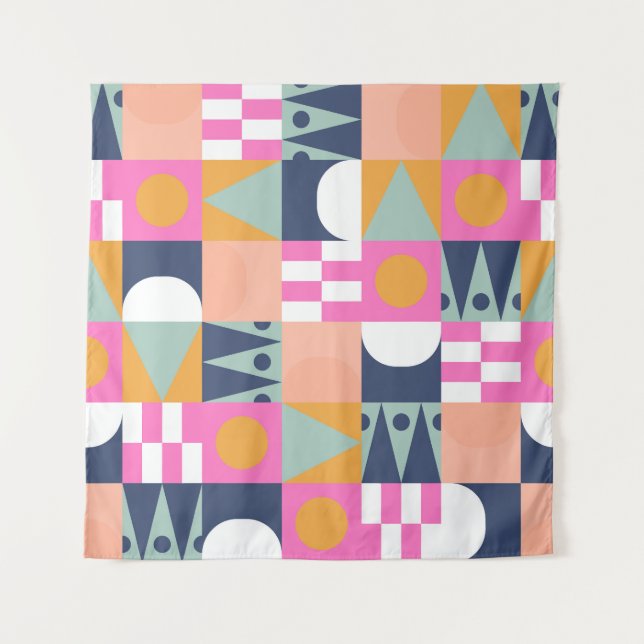 Tenture Bloc de couleur africain, motif géométrique. (Devant)