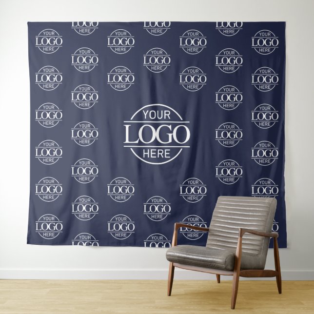 Tenture Blue Business Logo Step & Repeat Backdrop Banner (En situation (horizontale))