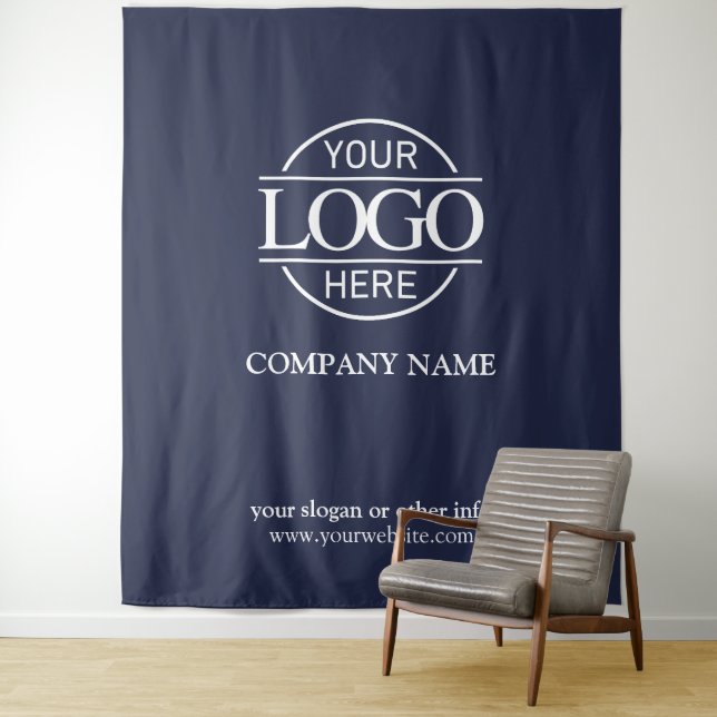 Tenture Blue Custom Business Logo Trade Show Backdrop (En situation)