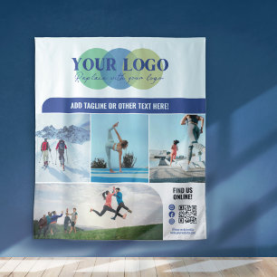 Tenture Blue Social Media Icons Logo Photos QR Promo