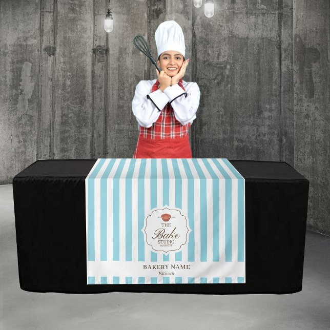 Tenture Blue Stripes Logo Table Pop Up Shop Vendor Runner (Blue Stripes Logo Table Pop Up Shop Vendor Runner Tapestry)