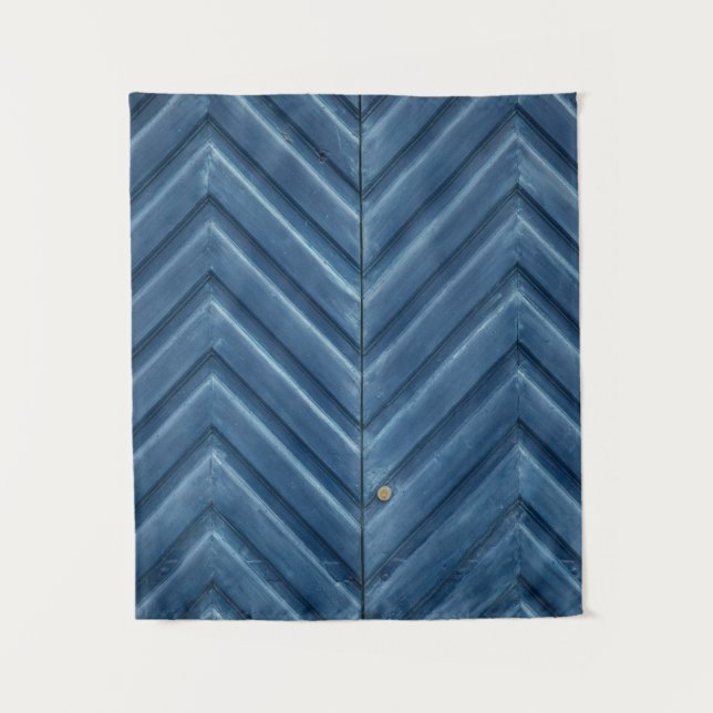 Tenture Blue wooden chevron wall (Devant)