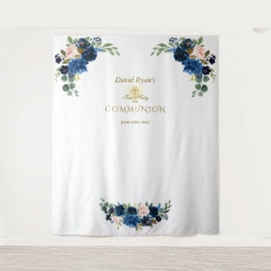 Tenture Blush Blue Flora Holy Communa Photo Booth Prop