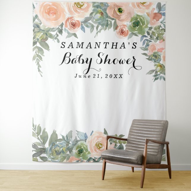 Tenture Blush Floral Baby Shower Photo Booth (En situation)
