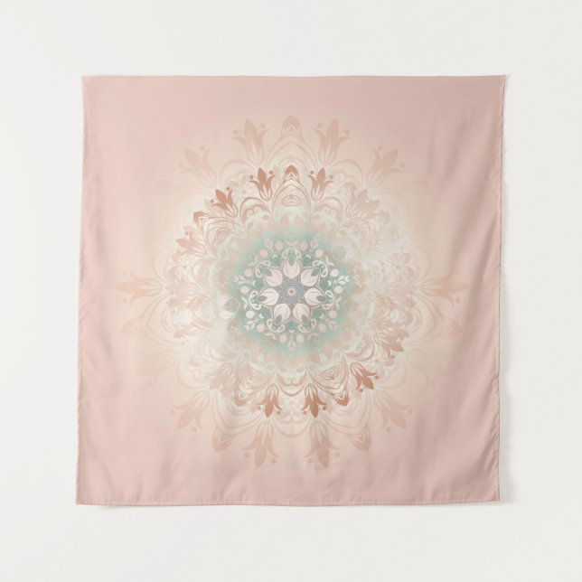 Tenture Blush Mandala Floral en Or Rose (Devant)