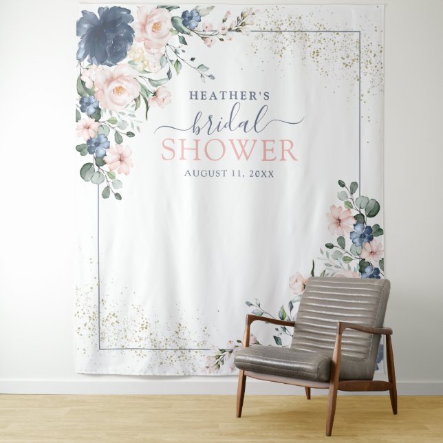 Tenture Blush Rose Pâle Floral Foyer Photographique (En situation)