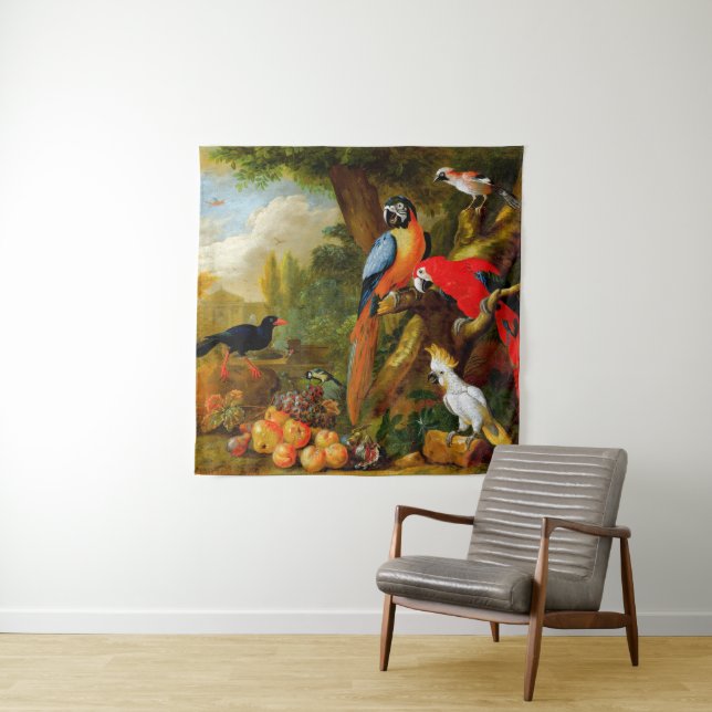 Tenture Bogdani Jakob Deux Macaws un Cockatoo (En situation)