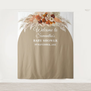 Tenture Bohème bébé shower orange brûlé bordeaux
