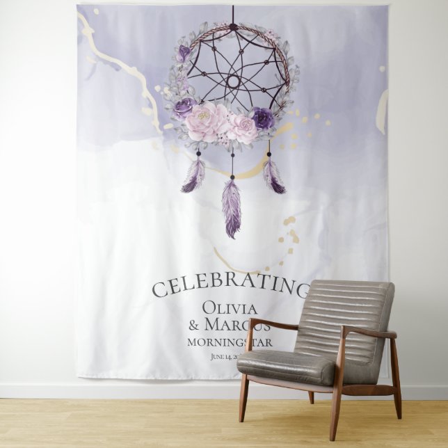 Tenture Bohème Purple Aquarelle Dream Catcher Tapestry (En situation)