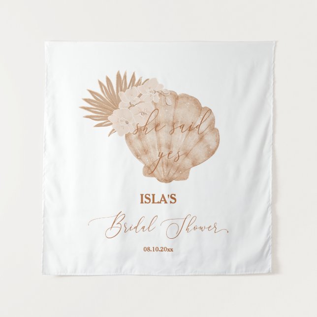 Tenture Boho Beach Seashell Fête des mariées Photo Context (Devant)