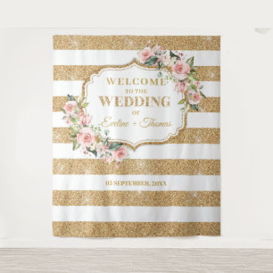 Tenture Boho Blush rose roses or parties scintillant rayur