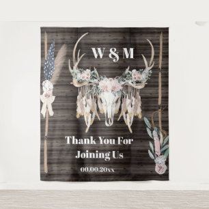 Tenture Boho bois bois rose plume bois rustique pays