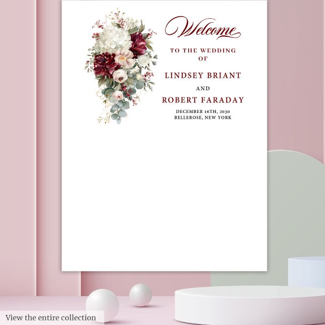 Tenture Boho Burgundy Blanc Élégant Mariage Floral Prop (Boho Burgundy White Elegant Floral Wedding Prop)