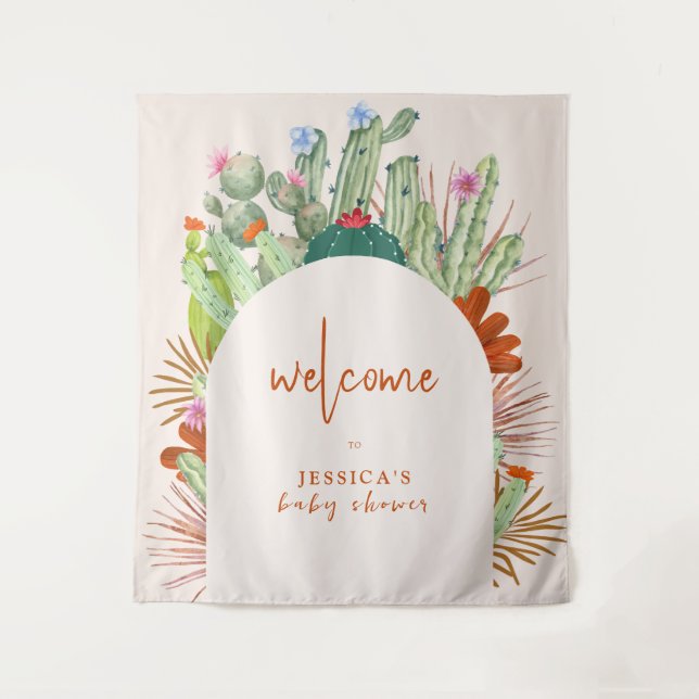 Tenture Boho Cactus Arch Desert Pampas Baby shower Bienven (Devant)