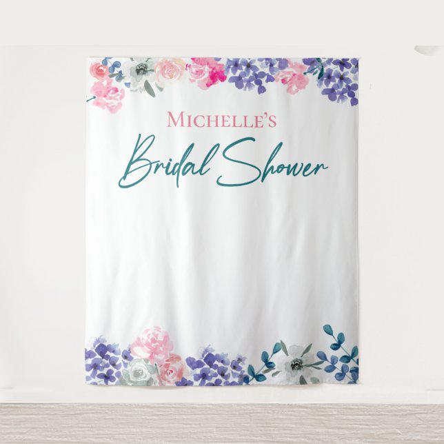 Tenture Boho Chic Aquarelle florale Mariage sur mesure Sho (Devant)