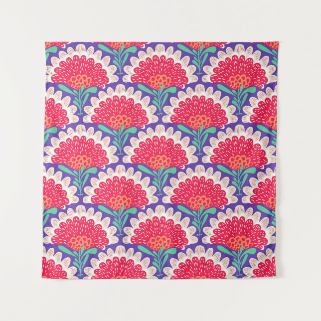 Tenture Boho Chic Floral Vintage Imprimer. (Devant)