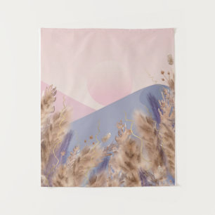 Tenture Boho Chic Pastel Pampas Paysage en herbe Nature
