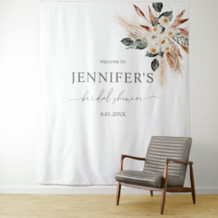 Tenture Boho cuivre Pampas & floral Baby Shower ou fête de