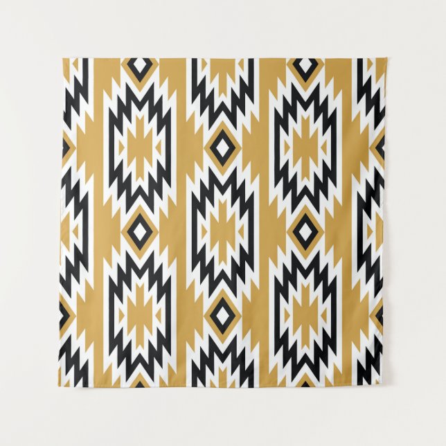 Tenture Boho ethnique : motif géométrique vintage. (Devant)
