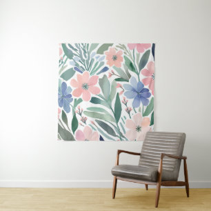 Tenture Boho Fleur sauvage Aquarelle Floral Pastel Wall