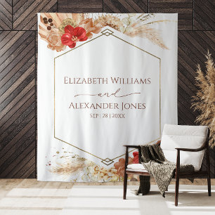 Tenture Boho Floral Mariage fond   Terracotta