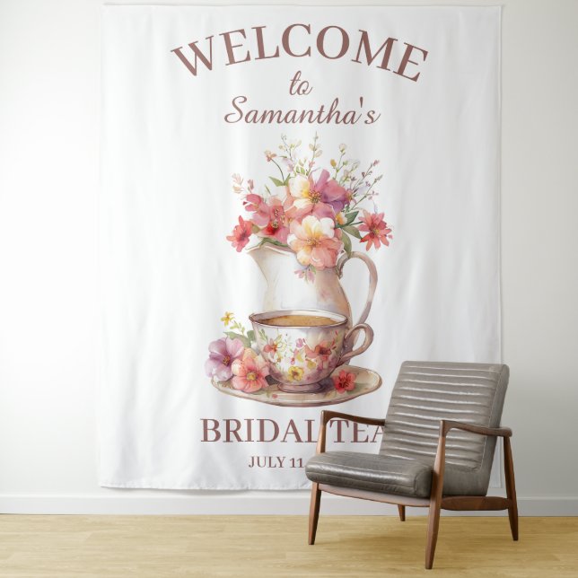 Tenture Boho Floral Terracotta Bridal Shower Tea (En situation)