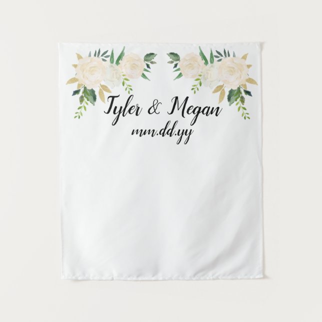 Tenture Boho Mariage de automne Backdrop, Mariage Gold Whi (Devant)