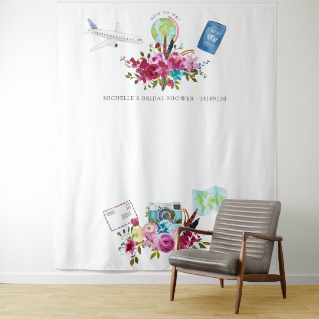 Tenture Boho Miss To Mrs Shower de Mariage Photobooth (En situation)