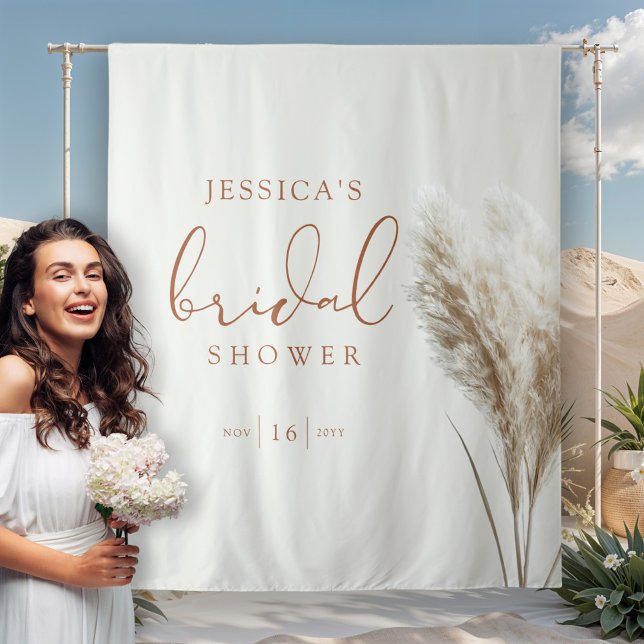 Tenture Boho Neutre Doux Herbe de Pampas Fête de Mariage (Créateur téléchargé)