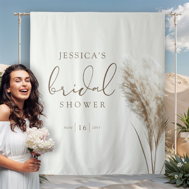 Tenture Boho Neutre Fluffy Pampas Fête de Mariage (Créateur téléchargé)