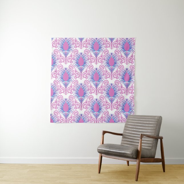 Tenture Boho Peacock Bijou en plumes Tone-Neon rose (En situation)