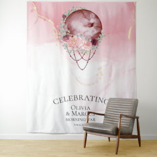 Tenture BOHO Pleine Lune Rose Poussiéreuse Aquarelle Céles