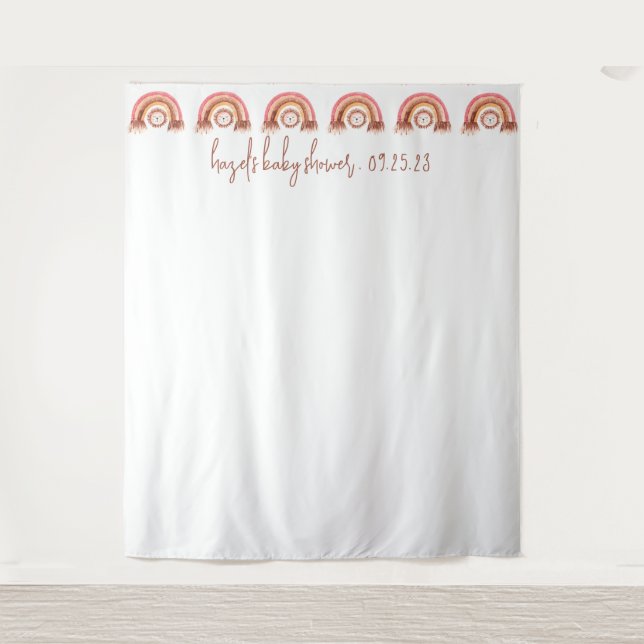 Tenture Boho Rainbow Lion Baby shower photo fond (Devant)