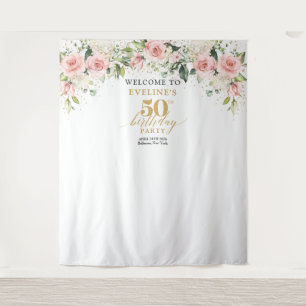 Tenture Boho rose rousse rose eucalyptus 50e anniversaire