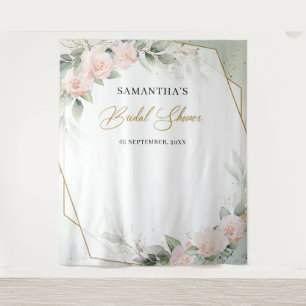 Tenture Boho roses rose rousse verdure or nuptiale douche