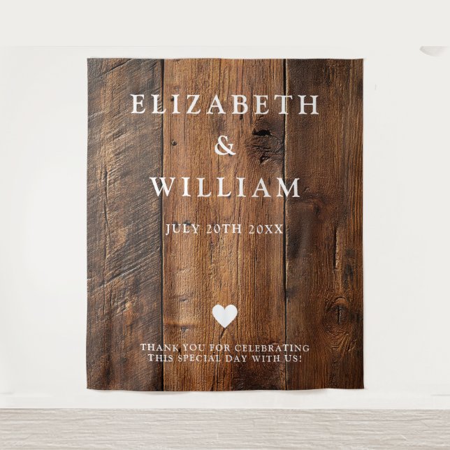 Tenture Boho rustique Grange Bois Photo Booth Arrière-plan (Devant)