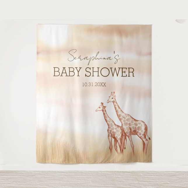Tenture Boho Safari Giraffe Baby shower (Devant)