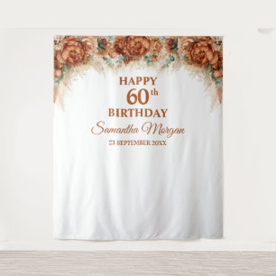 Tenture Boho tropical herbe de la pampa palmier 60ème anni
