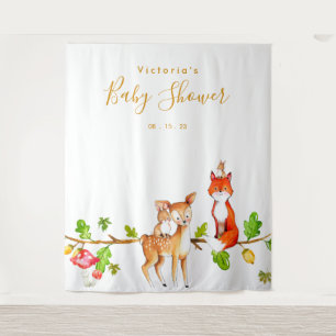 Tenture Bois photo Baby shower Woodland arrière-plan