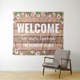 Tenture Bois Rustique Bienvenue À Notre Maison Personnalis